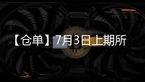 【倉單】7月3日上期所紙漿期貨倉單較上一日持平
