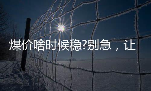 煤價啥時候穩?別急，讓子彈先飛一會兒