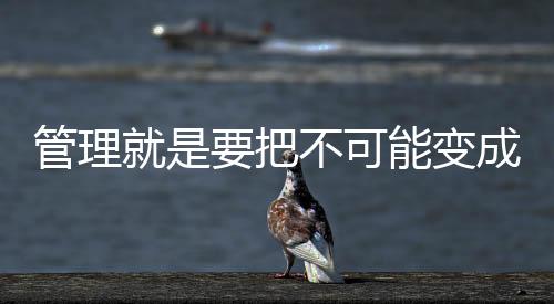管理就是要把不可能變成可能