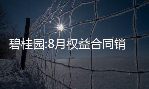 碧桂園:8月權益合同銷售金額約288.7億元
