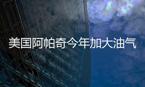 美國阿帕奇今年加大油氣鉆井投資