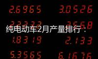 純電動車2月產(chǎn)量排行：北汽連續(xù)兩月居首