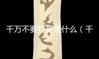 千萬不要打荷是什么（千萬不要打荷）