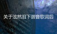 關(guān)于泫然淚下諧音歌詞后續(xù)報(bào)道是什么?