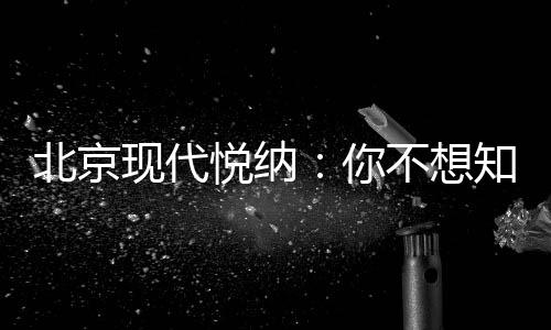 北京現代悅納：你不想知道的這里都沒寫