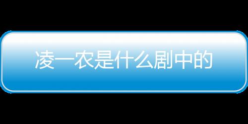 凌一農(nóng)是什么劇中的