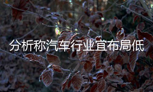 分析稱汽車行業宜布局低估值和真成長股
