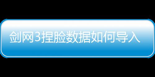 劍網3捏臉數據如何導入游戲（劍網3捏臉數據如何導入）