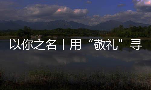 以你之名丨用“敬禮”尋找“靖宇”