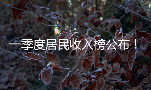 一季度居民收入榜公布！你的收入是多少？