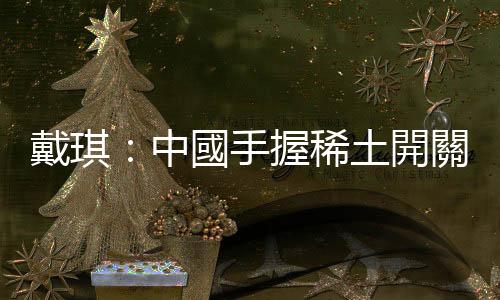 戴琪：中國手握稀土開關，美國供應鏈很脆弱