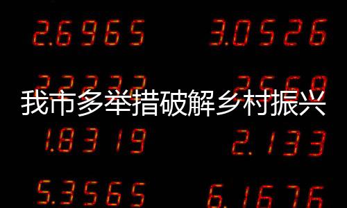 我市多舉措破解鄉村振興資金瓶頸_