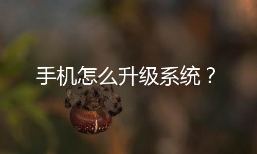 手機怎么升級系統？