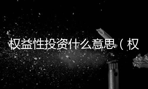 權益性投資什么意思（權益性投資）