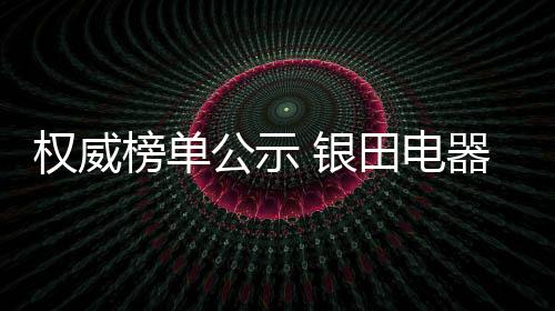 權威榜單公示 銀田電器實力奪得高含金量榮譽