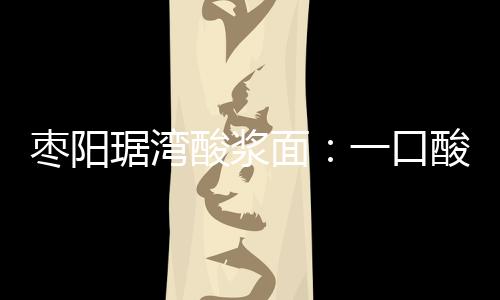 棗陽琚灣酸漿面：一口酸湯 憑慰辛勞