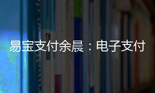 易寶支付余晨：電子支付是一項普適需求