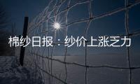 棉紗日報：紗價上漲乏力，紡企即期利潤持續虧損