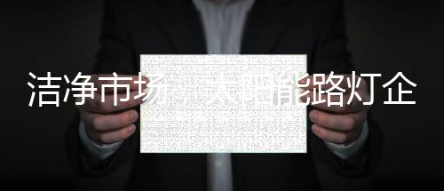 潔凈市場(chǎng)，太陽(yáng)能路燈企業(yè)實(shí)施價(jià)格控制
