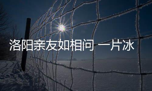 洛陽親友如相問 一片冰心在玉壺 是什么意思？