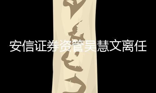 安信證券資管吳慧文離任3只債基