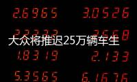 大眾將推遲25萬輛車生產 應對排放檢測新規