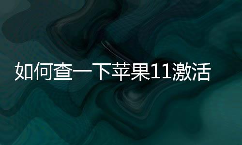 如何查一下蘋果11激活時間（apple110查激活時間）