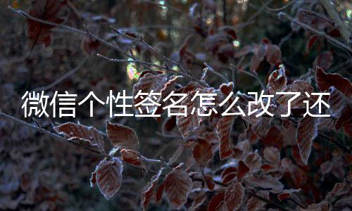 微信個性簽名怎么改了還是原來的（微信個性簽名怎么改）