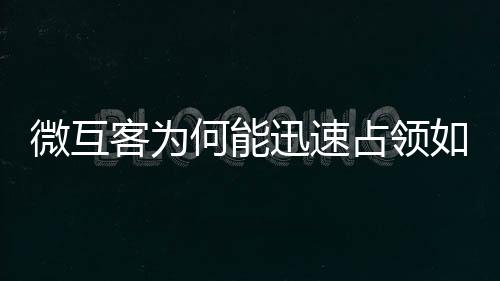 微互客為何能迅速占領如此大的醫療市場?