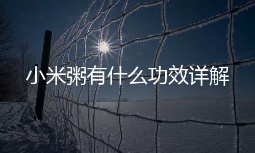 小米粥有什么功效詳解