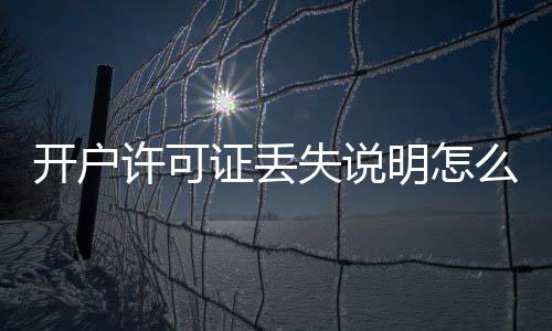 開戶許可證丟失說(shuō)明怎么寫（開戶許可證丟失怎么辦）