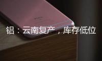 鋁：云南復(fù)產(chǎn)，庫存低位，關(guān)注旺季需求變化