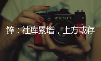 鋅：社庫累增，上方或存壓力