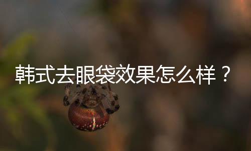 韓式去眼袋效果怎么樣？