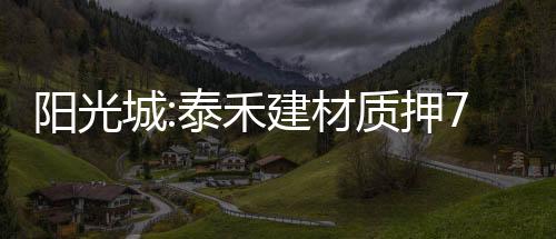 陽光城:泰禾建材質押7.41%股份予泰康人壽、泰康養老