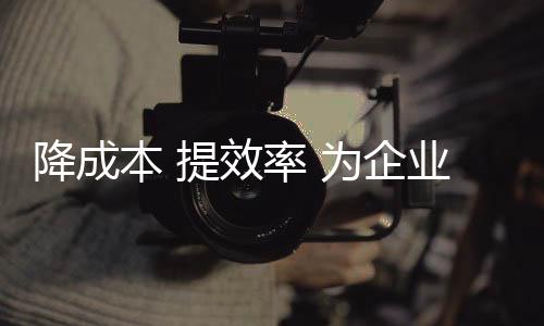 降成本 提效率 為企業發展賦能蓄力