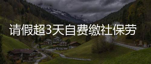 請假超3天自費繳社保勞動監察部門回應