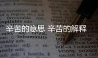 辛苦的意思 辛苦的解釋
