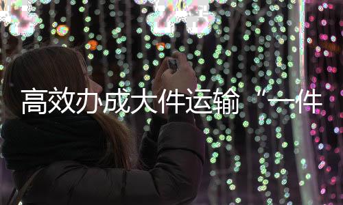 高效辦成大件運輸“一件事”成功上線_