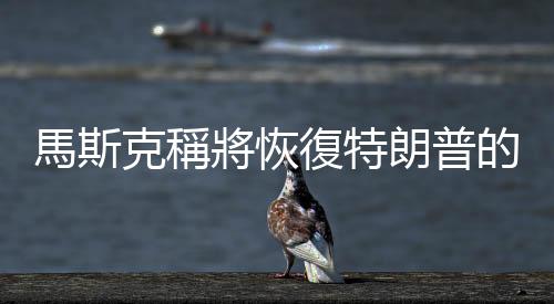 馬斯克稱將恢復特朗普的推特賬號