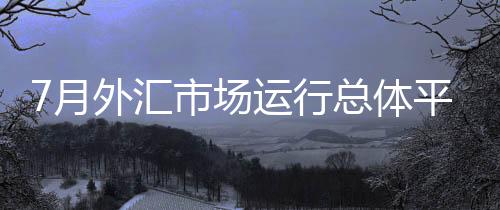 7月外匯市場(chǎng)運(yùn)行總體平穩(wěn)