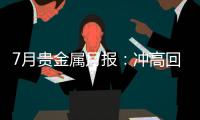 7月貴金屬月報：沖高回落，貴金屬上行面臨壓力