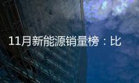 11月新能源銷量榜：比亞迪近23萬輛