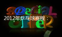 2012年乒乓球賽程：世錦賽3月 奧運7月底開打