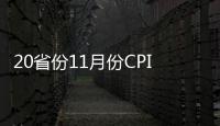 20省份11月份CPI漲幅擴大 上海海南漲幅超3.5%